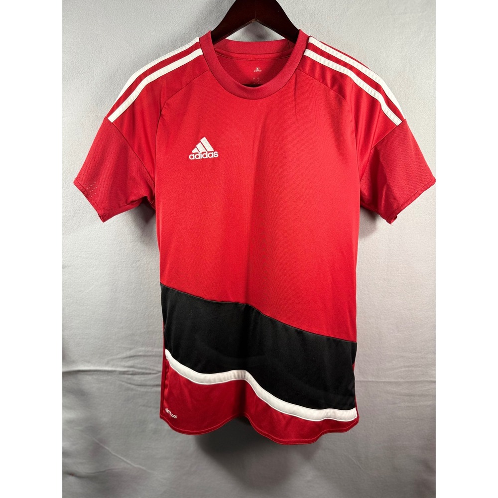 Adidas Climacool Soccer Jersey Red Black White Colorblock Training Shirt Mens S